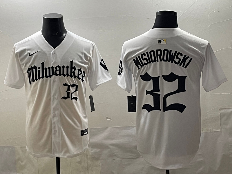 Men's Milwaukee Brewers Jacob Misiorowski #32 White Replica Team Jersey