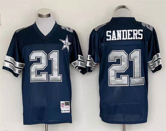 Men's Dallas Cowboys Deion Sanders Mitchell & Ness Navy Legacy Replica Player jersey
