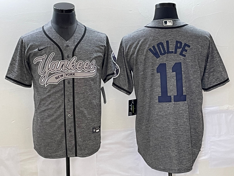 Men's New York Yankees Anthony Volpe #11 Gray Game jersey Joint Edition