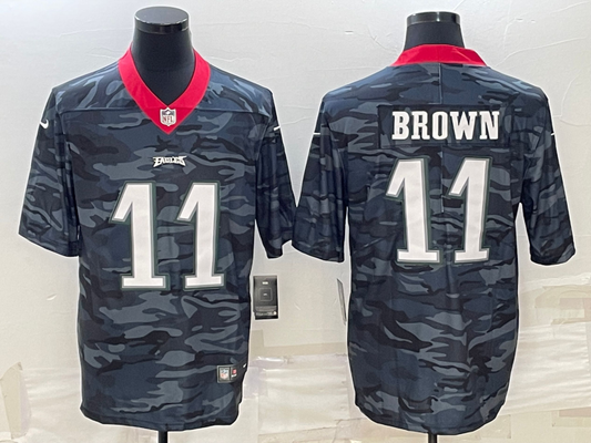 Men's Philadelphia Eagles A.J. Brown #11 Grey Camouflage Game jersey