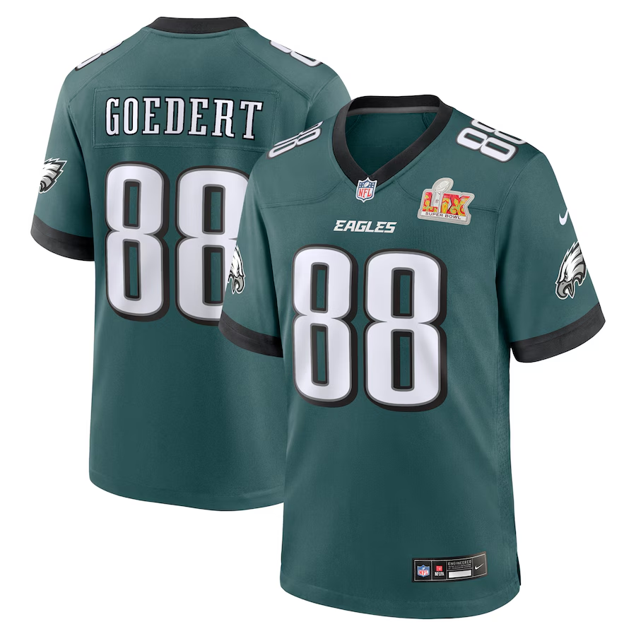 Men's Philadelphia Eagles Dallas Goedert #88 Midnight Green Super Bowl LIX Game Player jersey