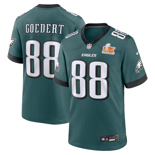 Men's Philadelphia Eagles Dallas Goedert #88 Midnight Green Super Bowl LIX Game Player jersey