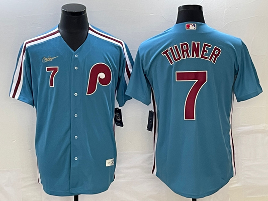 Men's Philadelphia Phillies Trea Turner #7 Blue Replica Team jersey