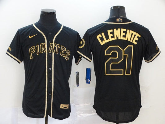 Men's Pittsburgh Pirates Roberto Clemente #21 Black Stitched jersey