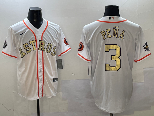 Men's Houston Astros Jeremy Pena #3 White Player jersey