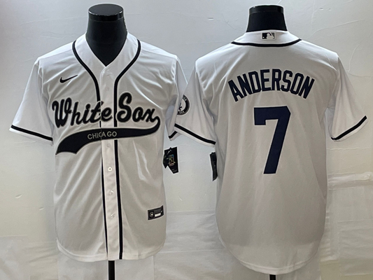 Men's Chicago White Sox Tim Anderson #7 White Replica Player jersey Joint Edition