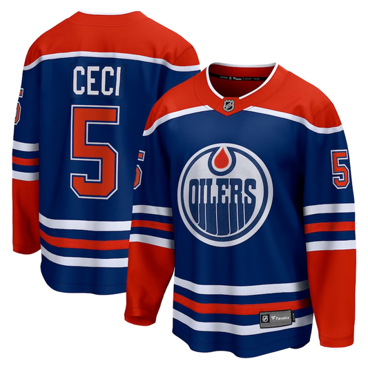 Men's Edmonton Oilers Cody Ceci #5 Royal Home Breakaway Player jersey