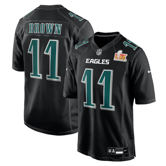 Men's Philadelphia Eagles A.J. Brown #11 Carbon Black Super Bowl LIX Fashion Game Player jersey