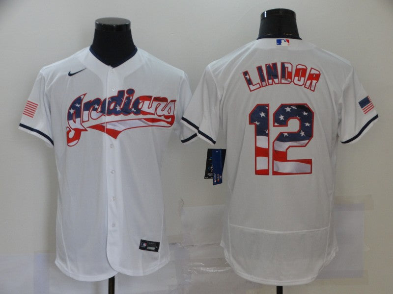Men's Cleveland Guardians Francisco Lindor #12 White Authentic Baseball jersey