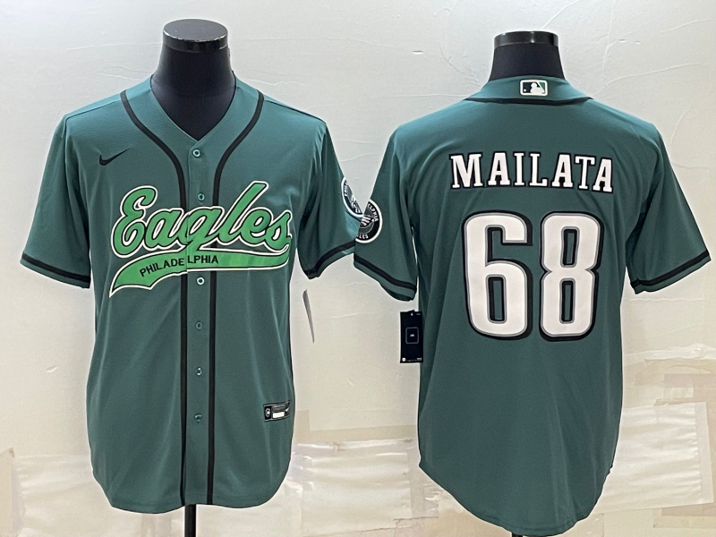 Men's Philadelphia Eagles Jordan Mailata #68 Midnight Green Game jersey Joint Edition