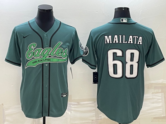 Men's Philadelphia Eagles Jordan Mailata #68 Midnight Green Game jersey Joint Edition