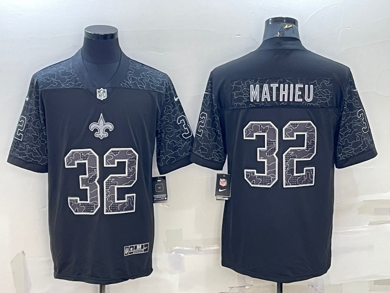 Men's New Orleans Saints Tyrann Mathieu #32 Black RFLCTV Limited jersey
