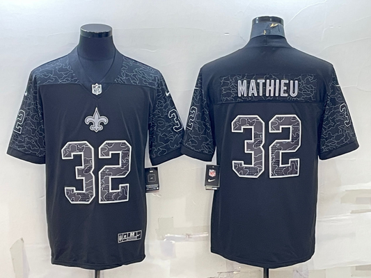 Men's New Orleans Saints Tyrann Mathieu #32 Black RFLCTV Limited jersey