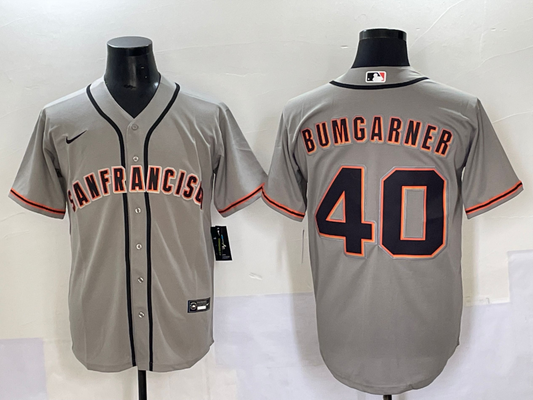 Men's San Francisco Giants Madison Bumgarner #40 Gray Replica Player Jersey