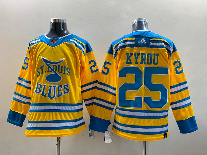 Men's St. Louis Blues Jordan Kyrou #25 Yellow Breakaway Player jersey
