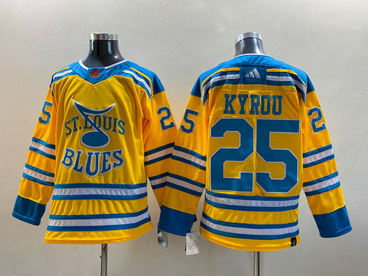 Men's St. Louis Blues Jordan Kyrou #25 Yellow Breakaway Player jersey