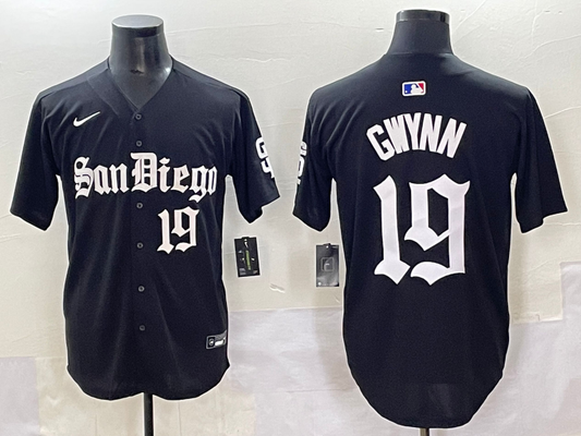 Men's San Diego Padres Tony Gwynn #19 Black Player Game Jersey