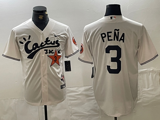 Men's Houston Astros Jeremy Pena #3 Cream Player jersey Joint Edition