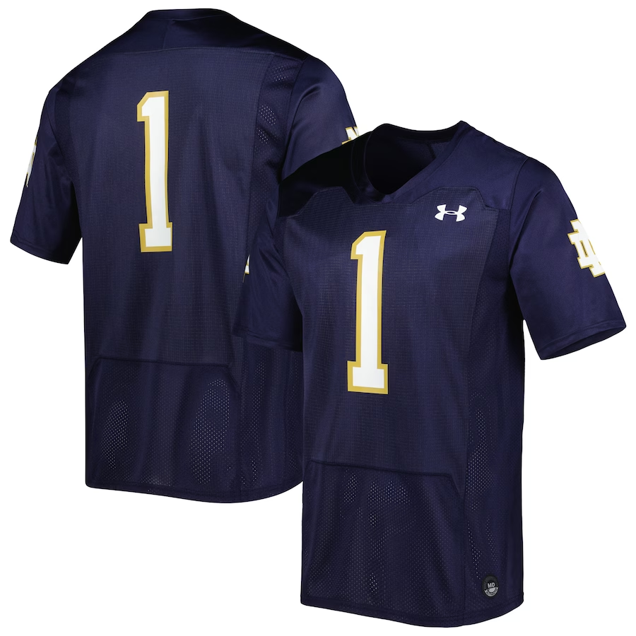 Men's Notre Dame Fighting Irish Under Armour #1 Navy Player Game Jersey