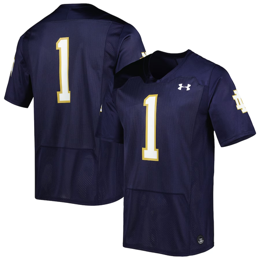 Men's Notre Dame Fighting Irish Under Armour #1 Navy Player Game Jersey