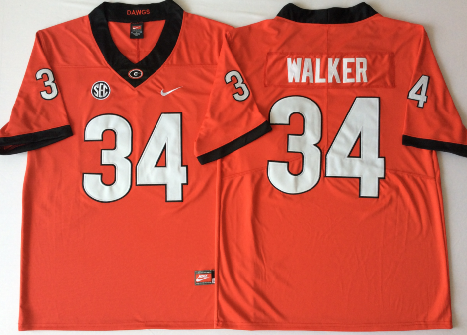 Men's Georgia Bulldogs Herschel Walker #34 Red Player Game Jersey