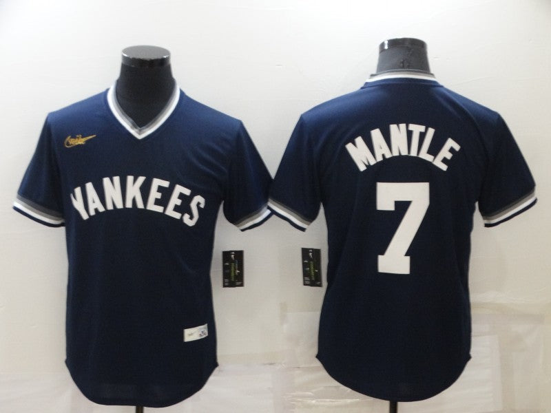Men's New York Yankees Mickey Mantle #7 Navy Stitched jersey