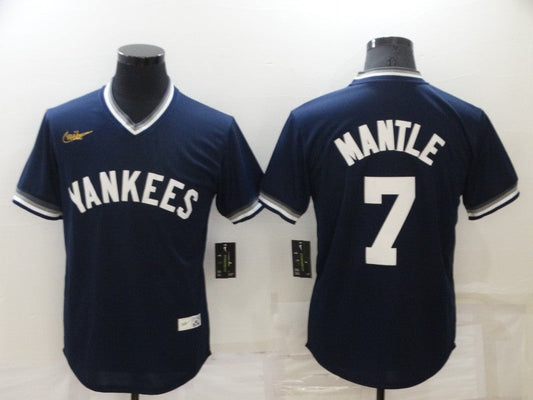 Men's New York Yankees Mickey Mantle #7 Navy Stitched jersey