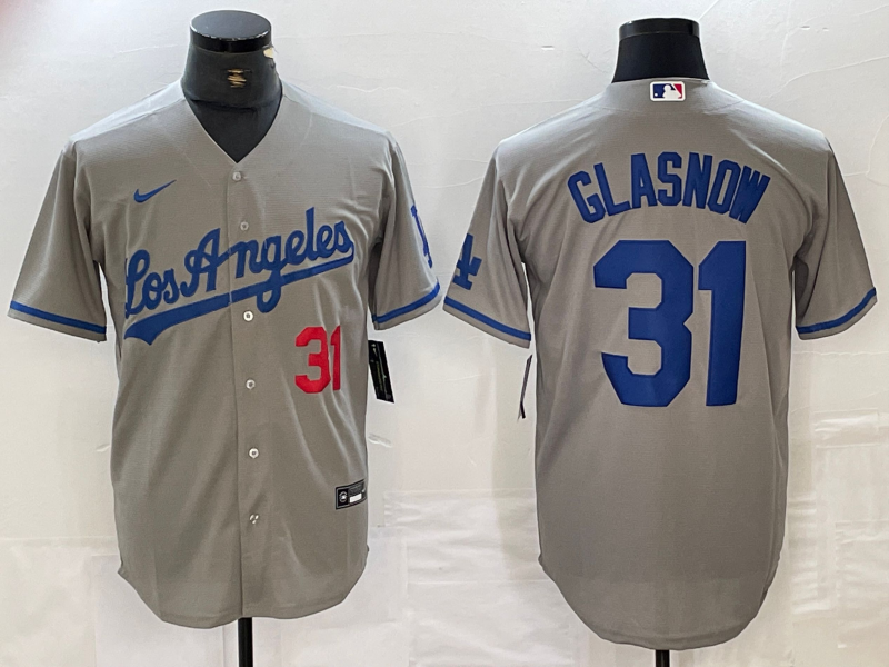 Men's Los Angeles Dodgers Tyler Glasnow #31 Gray Game jersey