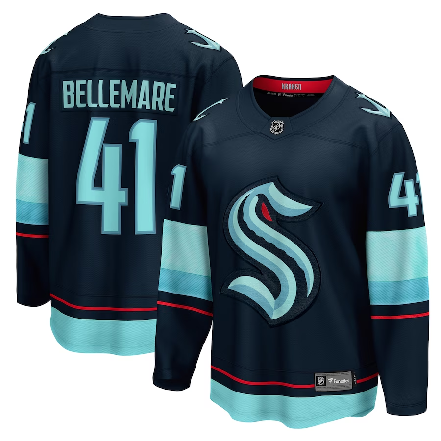 Men's Seattle Kraken Pierre-Edouard Bellemare #41 Deep Sea Blue Home Breakaway Player jersey