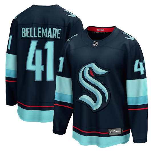 Men's Seattle Kraken Pierre-Edouard Bellemare #41 Deep Sea Blue Home Breakaway Player jersey