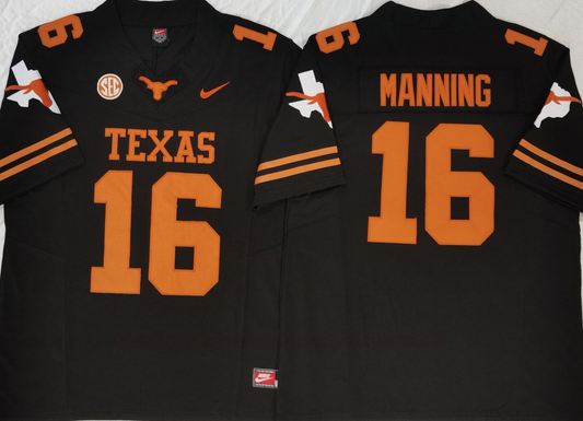 Men's Texas Longhorns Arch Manning #16 Black Player Game Jersey