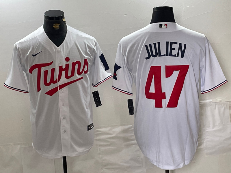 Men's Minnesota Twins Edouard Julien #47 White Home Replica Player jersey