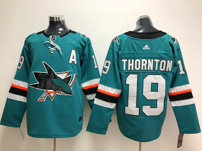 Men's San Jose Sharks Joe Thornton #19 Teal Home Breakaway Player jersey