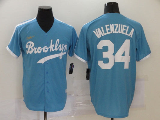 Men's Los Angeles Dodgers Fernando Valenzuela #34 Light Blue Replica Baseball jersey