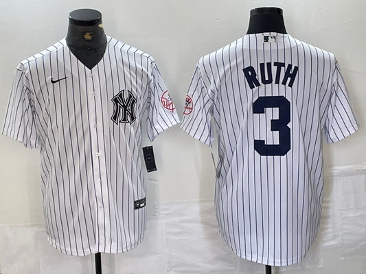 Men's New York Yankees Babe Ruth #3 White Limited Player jersey