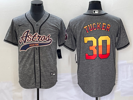 Men's Houston Astros Kyle Tucker #30 Gray Replica Player jersey Joint Edition
