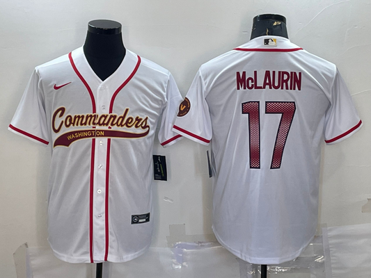 Men's Washington Commanders Terry McLaurin #17 White Game jersey Joint Edition
