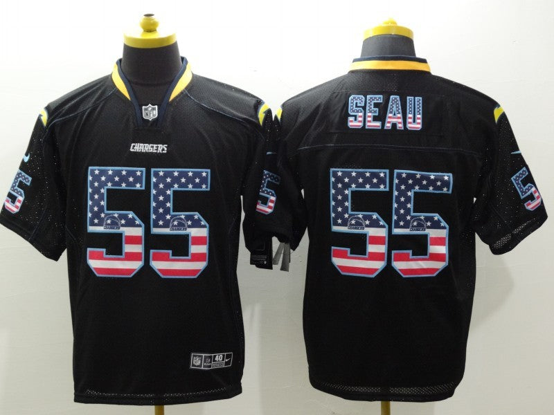 Men's Los Angeles Chargers Junior Seau #55 Black Game jersey