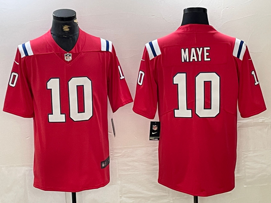 Men's New England Patriots Drake Maye #10 Red Player Game jersey