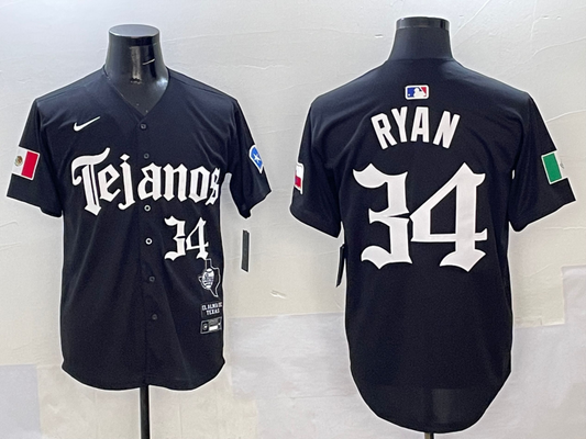 Men's Texas Rangers Nolan Ryan #34 Black Player Jersey