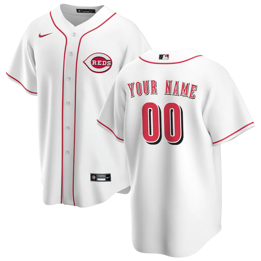 Men's Cincinnati Reds White Home Replica Custom jersey