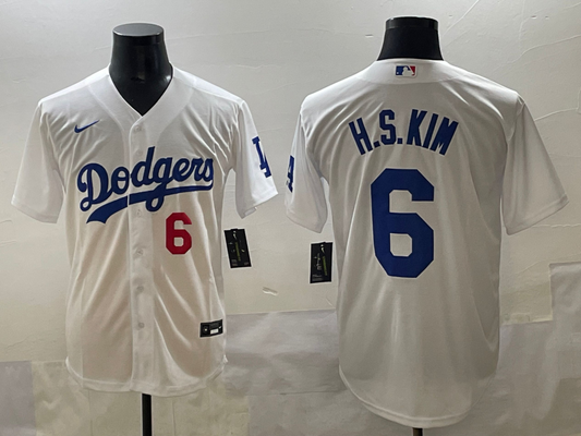 Men's Los Angeles Dodgers Hyeseong Kim #6 White Home Limited Player Jersey