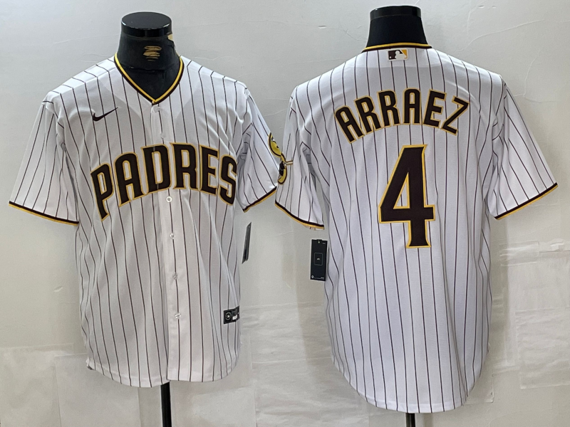 Men's San Diego Padres Luis Arraez #4 White Replica Player jersey