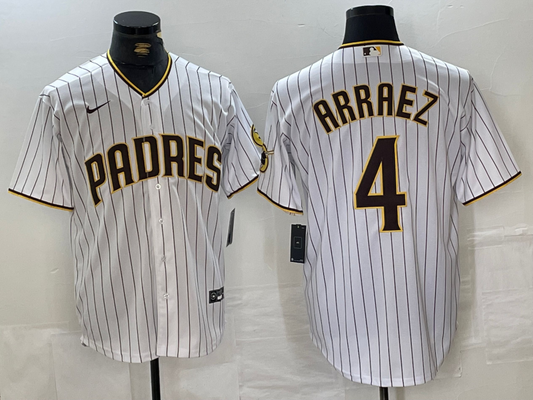 Men's San Diego Padres Luis Arraez #4 White Replica Player jersey
