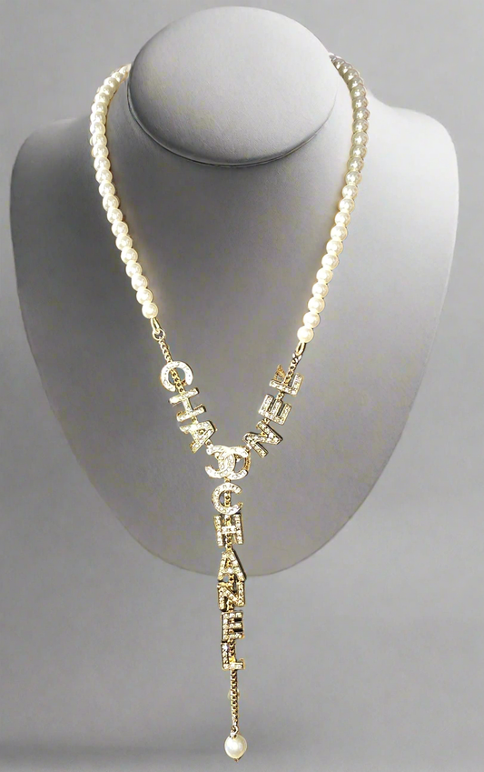Combination gold and pearl necklace