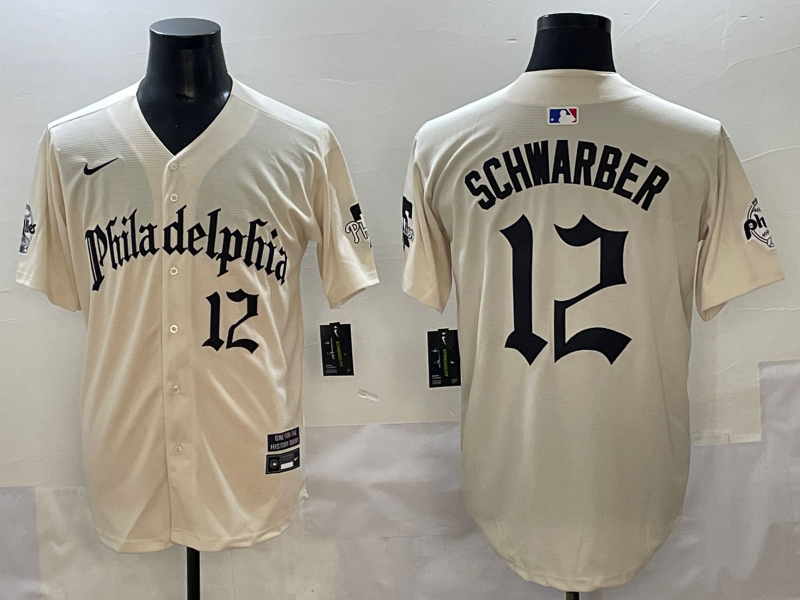Men's Philadelphia Phillies Kyle Schwarber #12 Cream Limited Player Jersey