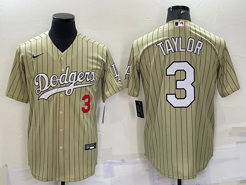 Men's Los Angeles Dodgers Chris Taylor #3 Gold Replica Baseball jersey