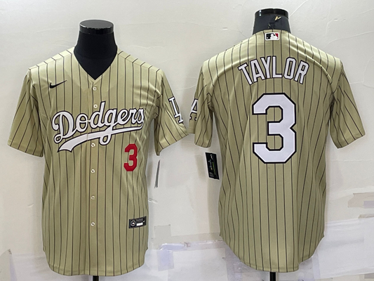 Men's Los Angeles Dodgers Chris Taylor #3 Gold Replica Baseball jersey