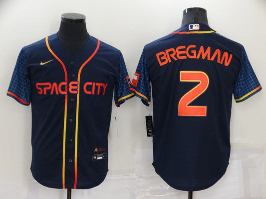 Men's Houston Astros Alex Bregman #2 Navy Space City jersey