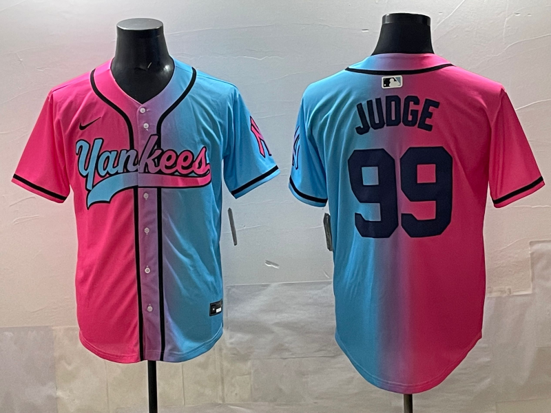 Men's New York Yankees Aaron Judge #99 Pink/Blue Player Jersey